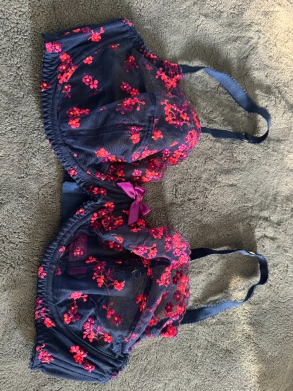 L'AGENT - AGENT PROVOCATEUR LACE BRA - BLUE WITH PINK FLOWERS